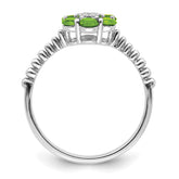 14k White Gold Peridot and Diamond Floral Ring